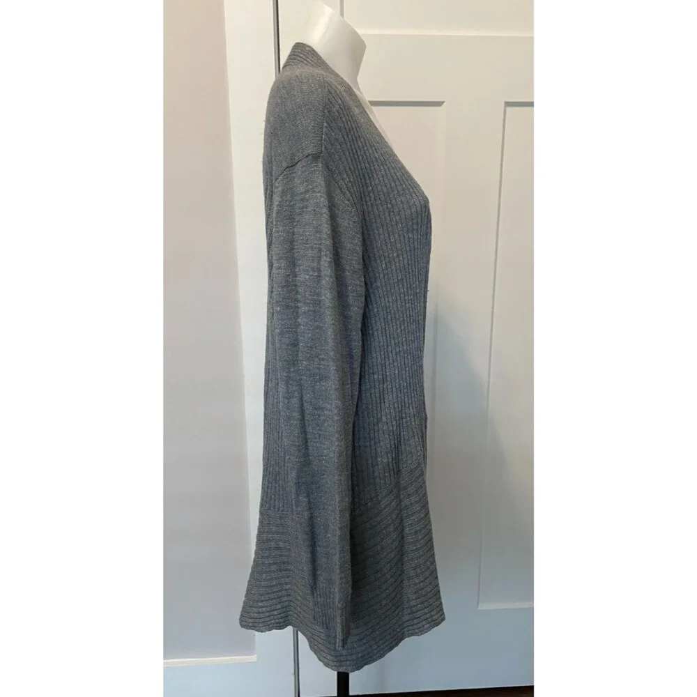 EILEEN FISHER Womens Open Cardigan SWEATER Long Sleeve GRAY/Blue Size XL